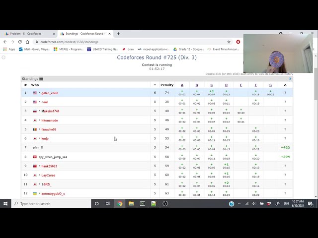 4th in Codeforces Round 725 (Div. 3) - All Solutions (A-G) + Screencast