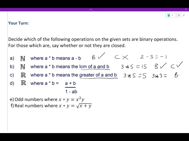 Closed Binary Operations (Group Theory)