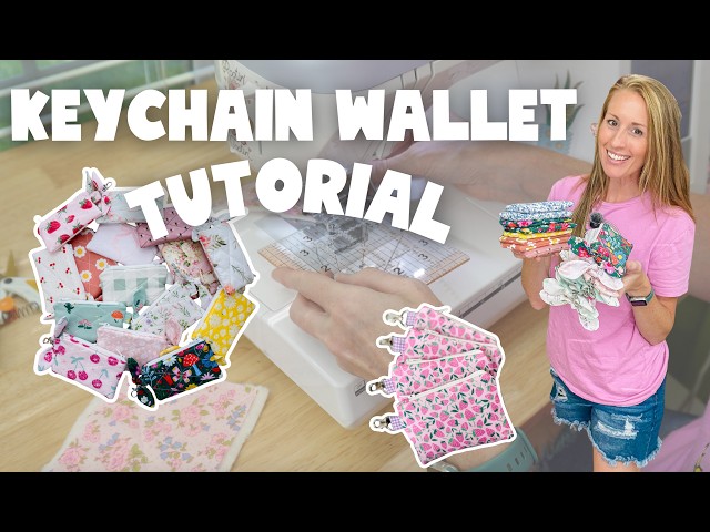 🍒Sewing quilted keychain wallet tutorial✂️step by step, beginner friendly