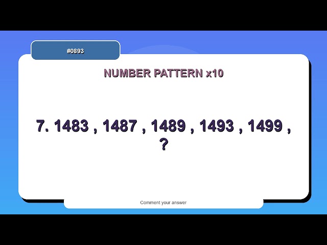Number Pattern Challenge #0893 | 10 Number Pattern Practice Questions