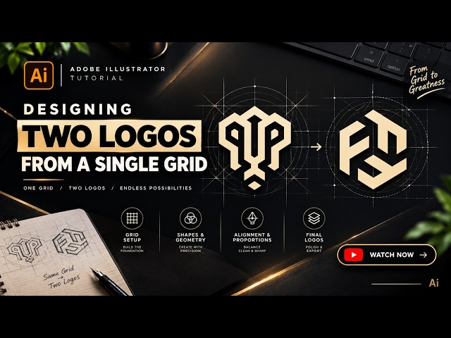 How to Design 2 Logos from 1 Grid in Adobe Illustrator | Logo Design Tutorial
