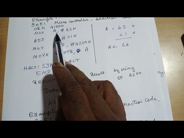 Micro-controller assembly language code for simple addition exercise for 8051