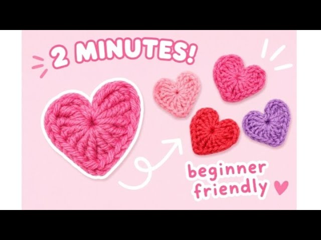 ✨ Beginner-friendly 2-minute crochet heart tutorial🎀  #crochettutorial #beginnerfriendly #crochet
