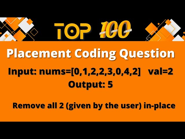 Top 100 Coding Question for Placement - 18 | Remove duplicates in-place