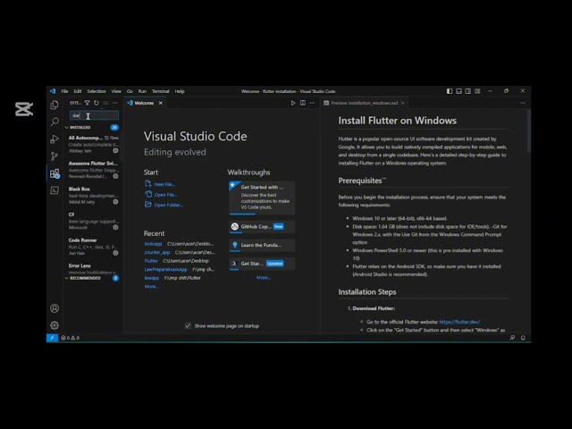 របៀបដំឡើង flutter- android studio- VS code- and git ✓