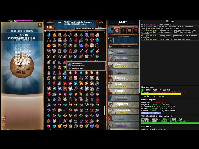 7.441 trevigintillion cookies | Cookie Clicker 100% TAS (631/639)
