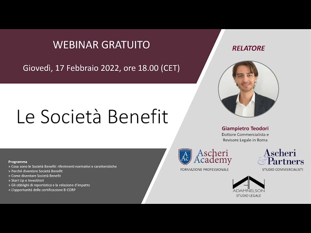 Webinar: Le Società Benefit