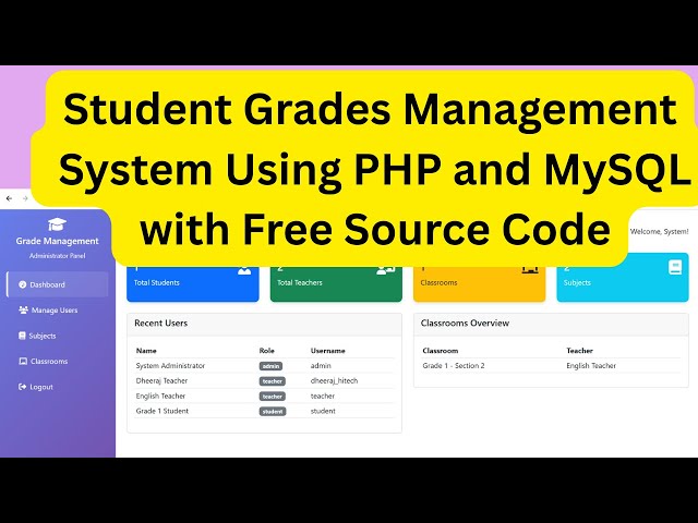 Student Grades Management System Project Using PHP and MySQL with Free Source Code