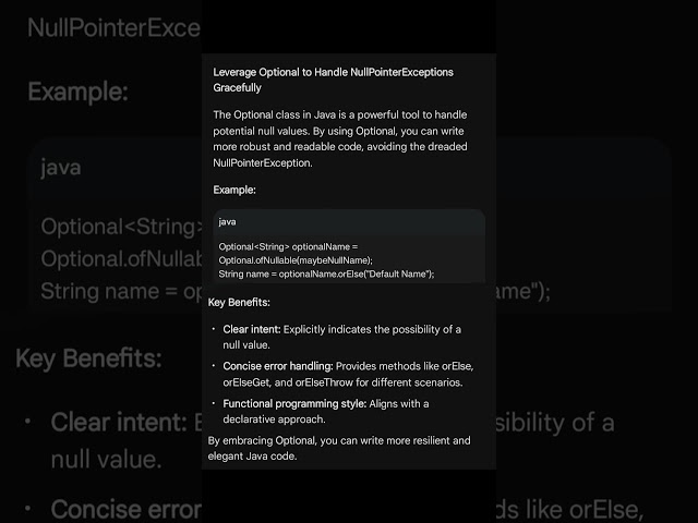 Optional Class #java #nullpointerexception #javatutorial #codingtips #developertips #javaprogramming