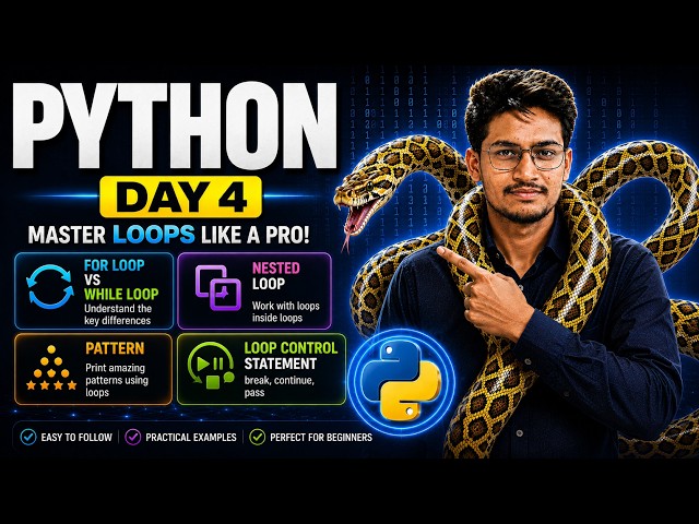 Python Day 4 | for vs while loop, nested loop , pattern and more | Python Tutorial #Python  #coding