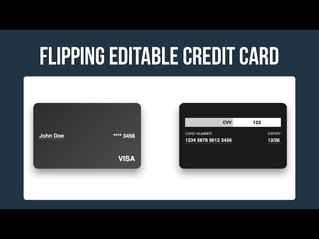 HTML CSS JS Editable Credit Card UI – 3D Flip + Live Preview