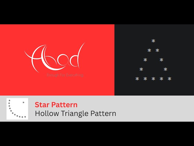 Star Pattern : Hollow Triangle Pattern | Java