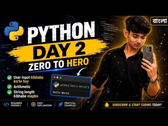 🐍 Python Day 2 | User Input, Arithmetic & String Length | Zero to Hero 🚀