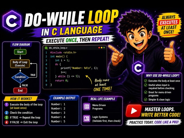 🎥 Video #12: Do While Loop in C Programming