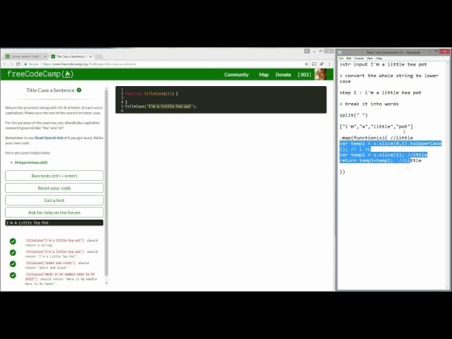 Free Code Camp - Title Case a Sentence - Solution