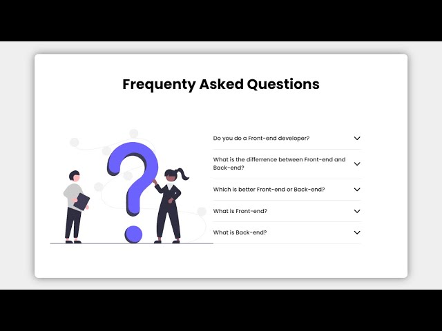 Build FAQ accordion Using HTML, CSS, & JavaScript - JavaScript Project