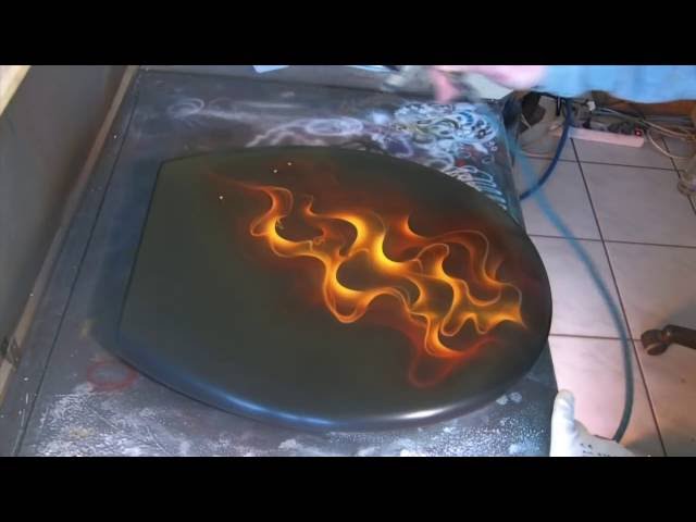 Airbrush Trueflames Tutorial Speedpainting Anleitung  WC-Sitz Design SK-Brush