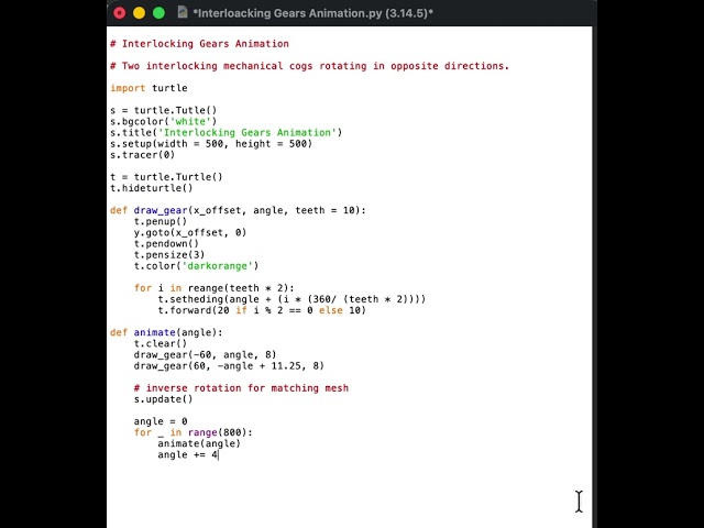 #Interlocking #Gears #Animation #python #turtle #coding #fun
