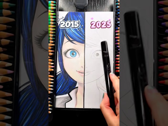 Draw MARINETTE 2015 VS 2025 🖍️ #drawing #miraculous #artchallenge