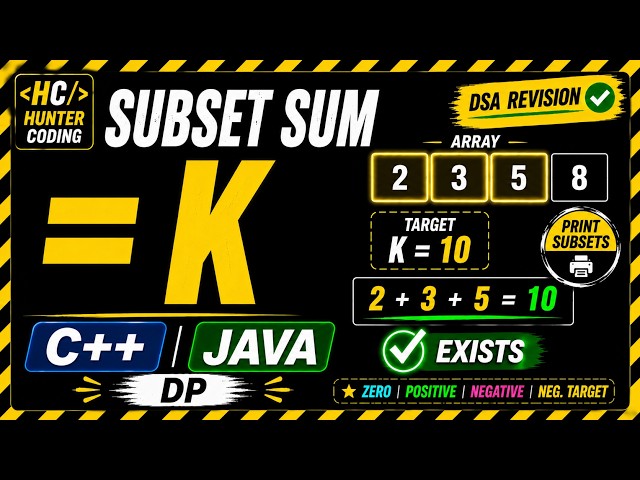 Subset Sum Equal K | Print All Subsets | DP Revision | C++ & Java