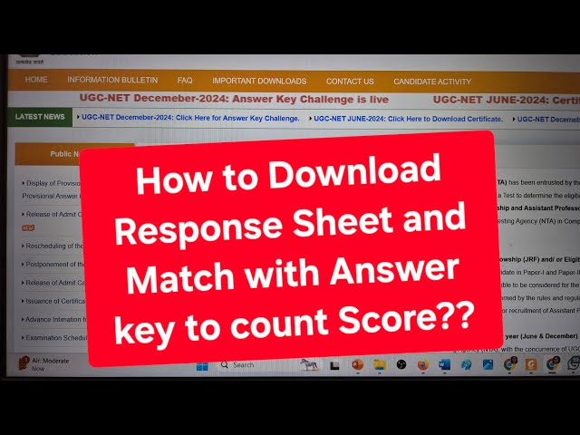 How to Download UGC NET Response Sheet & Match with Answer Key. | How to count Score UGC NET
