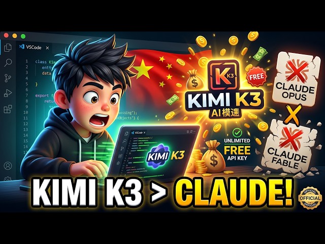This Chinese Kimi K3 AI Model is FREE & UNLIMITED to Build Coding Apps & FREE API Key (Claude Fable)