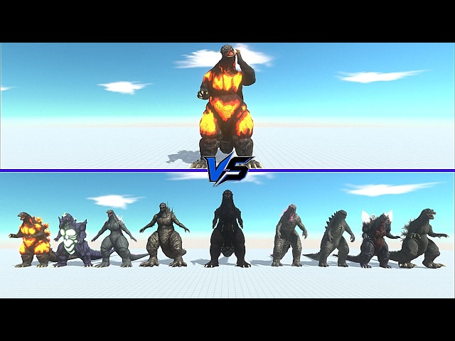 Burning Godzilla Buffed vs All Godzilla - Animal Revolt Battle Simulator | ARBS