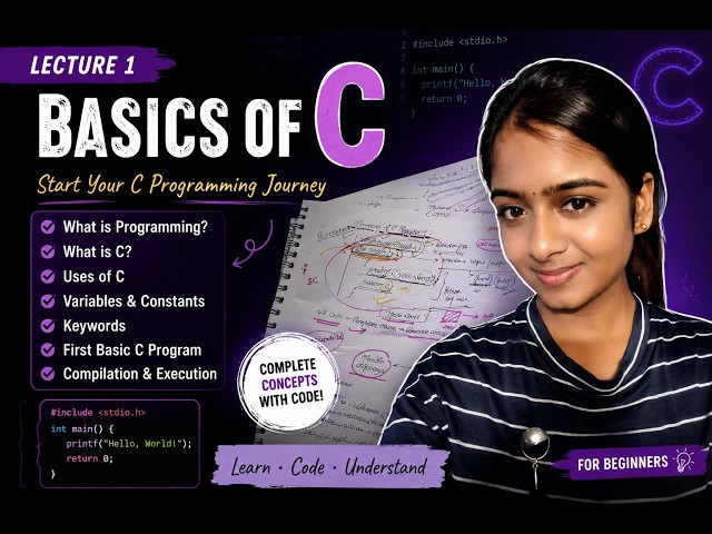C Programming for Beginners | Basics of C – Lecture 1 | Variables, Keywords, Compilation & Execution