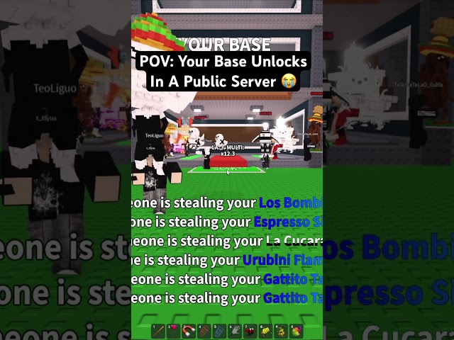 When Your Base Unlocks In A Public Server In Roblox Steal A Brainrot