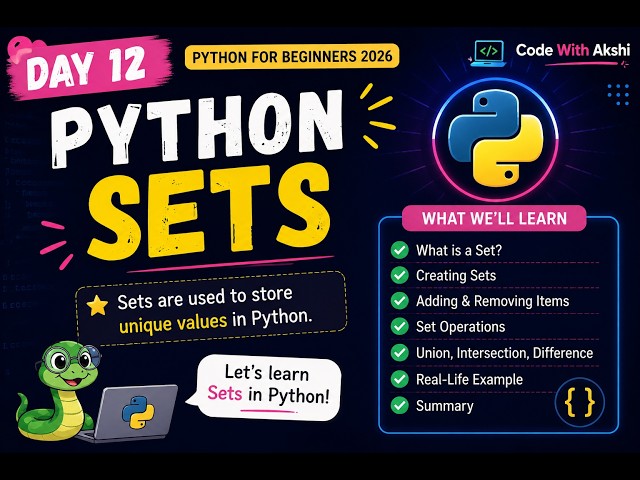 Python Sets in Python | Python Tutorial for Beginners 2026 | Day 12