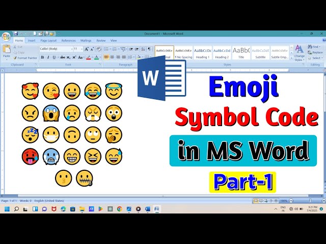 Emojis Symbol Shortcut Key in MS Word Part-1 | Emojis Symbol Shortcut Code