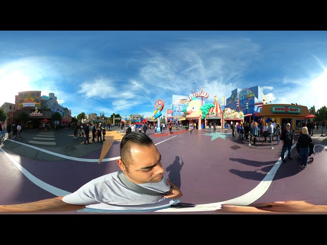 360 Universal Studios Simpsons Springfield Walk through VR