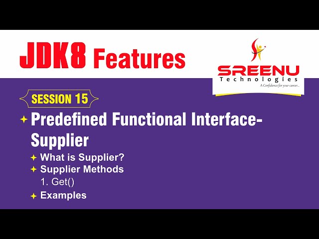 JDK8 Features (Predefined Functional Interface-Supplier) Session-15 | By Mr. Sreenivas