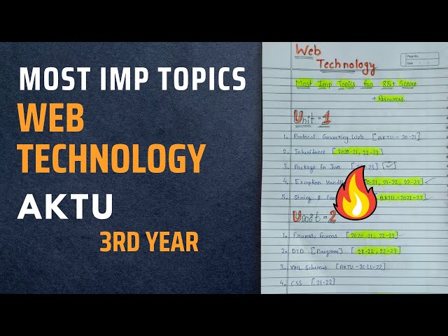 Web Technology Aktu | Web Technology Most important topics and ques | All Units | Aktu Exams