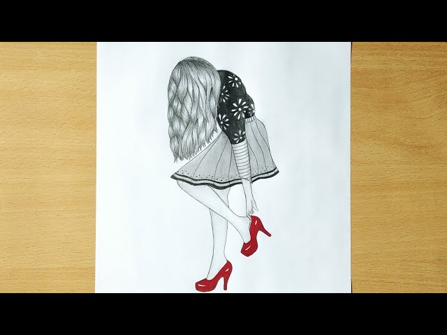 How to draw a girl with high heels || step by step || for beginners || easy tutorial