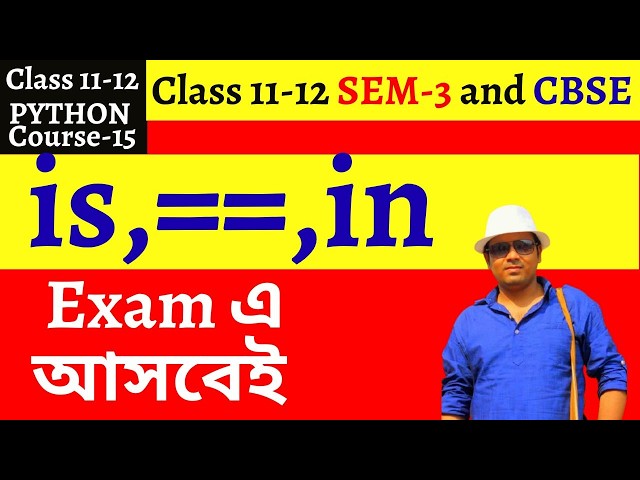 Python Course identity,equality and membership operator by Debasish Sir 9232441317