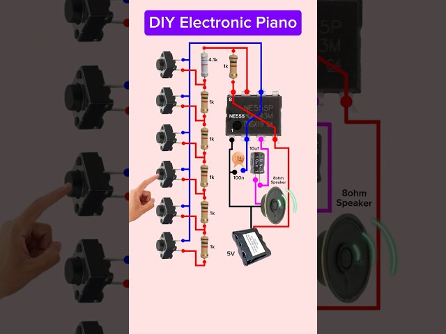 #diy 🎹 Electronic Piano Circuit Diagram | 555 Timer Project #shorts #tech #music #piano