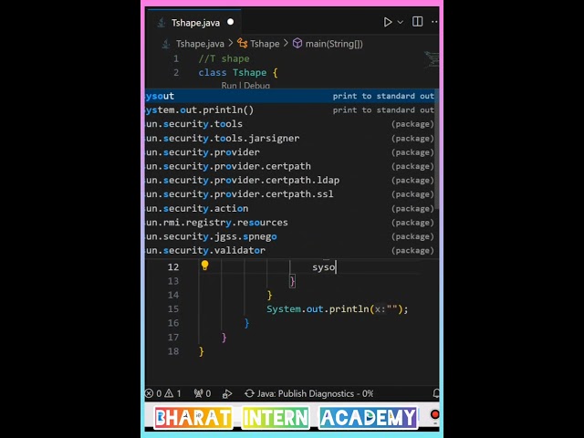 T Shape pattern | #java#programming #coding #codereview #codemasters#viralshorts #shorts #shortcode