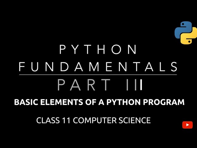#3 Basic Elements of a Python Program | Python Fundamentals | Class 11 CBSE Computer Science