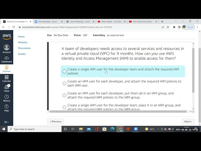 Module 8 AWS Cloud Solution Architecting -Knowledge Check