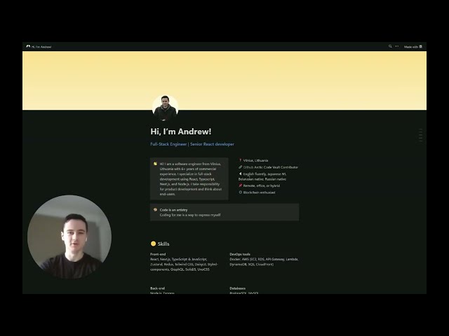 Senior frontend developer Andrew intro
