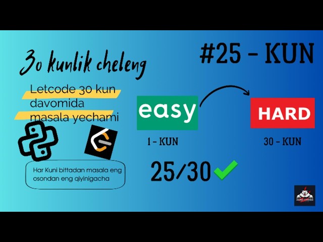 30 kunlik chelleng #25 kun | Python | Candy uzbek tilida yechimi