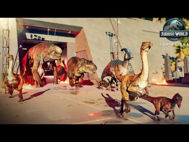 All Dinosaurs ESCAPE the InGen Laboratory | Simulation, Jurassic World Evolution 3