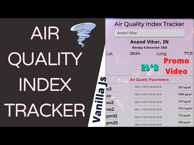 Air Quality Index Tracker Using JavaScript | JavaScript Project | Using real Time API |
