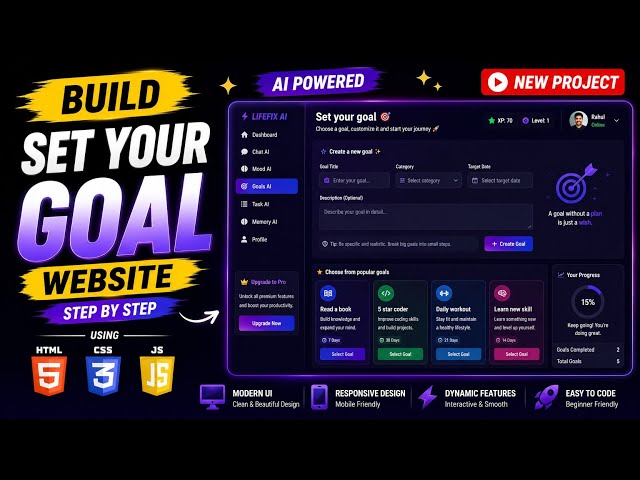 Build Al Website Using HTML CSSJavaScript | Complete Dynamic Al Project Tutorial #ai #2026 #coding
