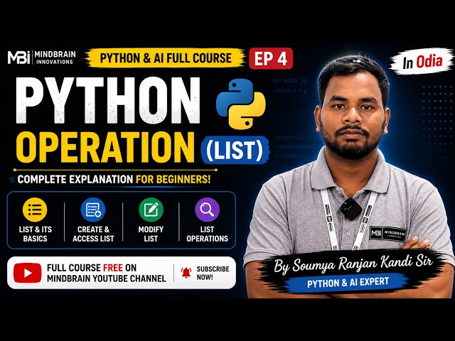Python List Operations Explained in Odia | Python & AI Full Course | EP 4 | By Kandi Sir #python