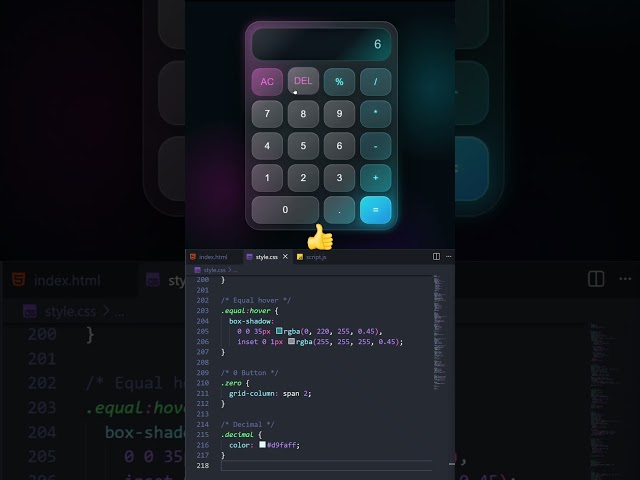 🧮 Build a Modern Calculator using HTML, CSS & JavaScript #shorts #html #css #javascript