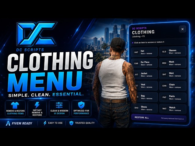 Dc-Scripts | Clothing Menu | FiveM | ESX/QB/Standalone [FREE]