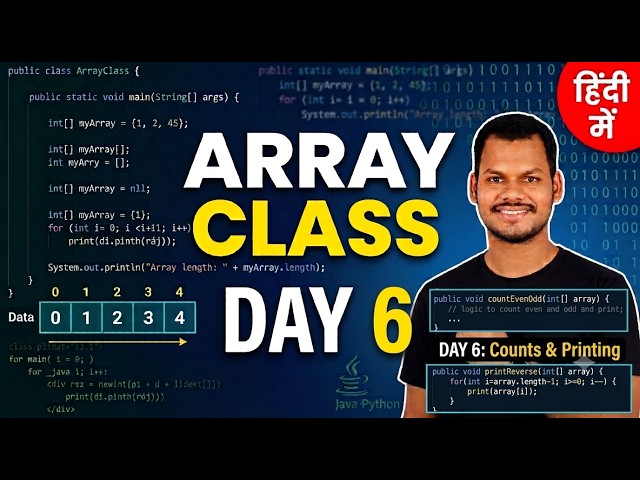 ARRAY Class - Day 6 | Count Even/Odd Numbers & Reverse Array Printing Hindi #java #dsa #array