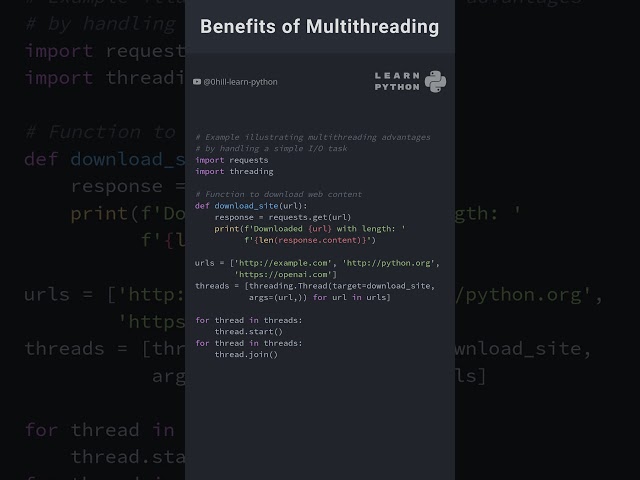 Benefits of Multithreading Multithreading #pythonlearning #programming #coding #python